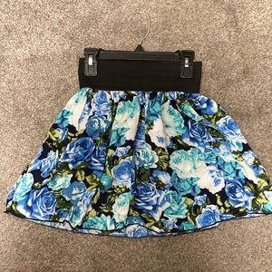 Sixteen Rayon Floral Print Circle Skater Skirt Wide Elastic Waistband